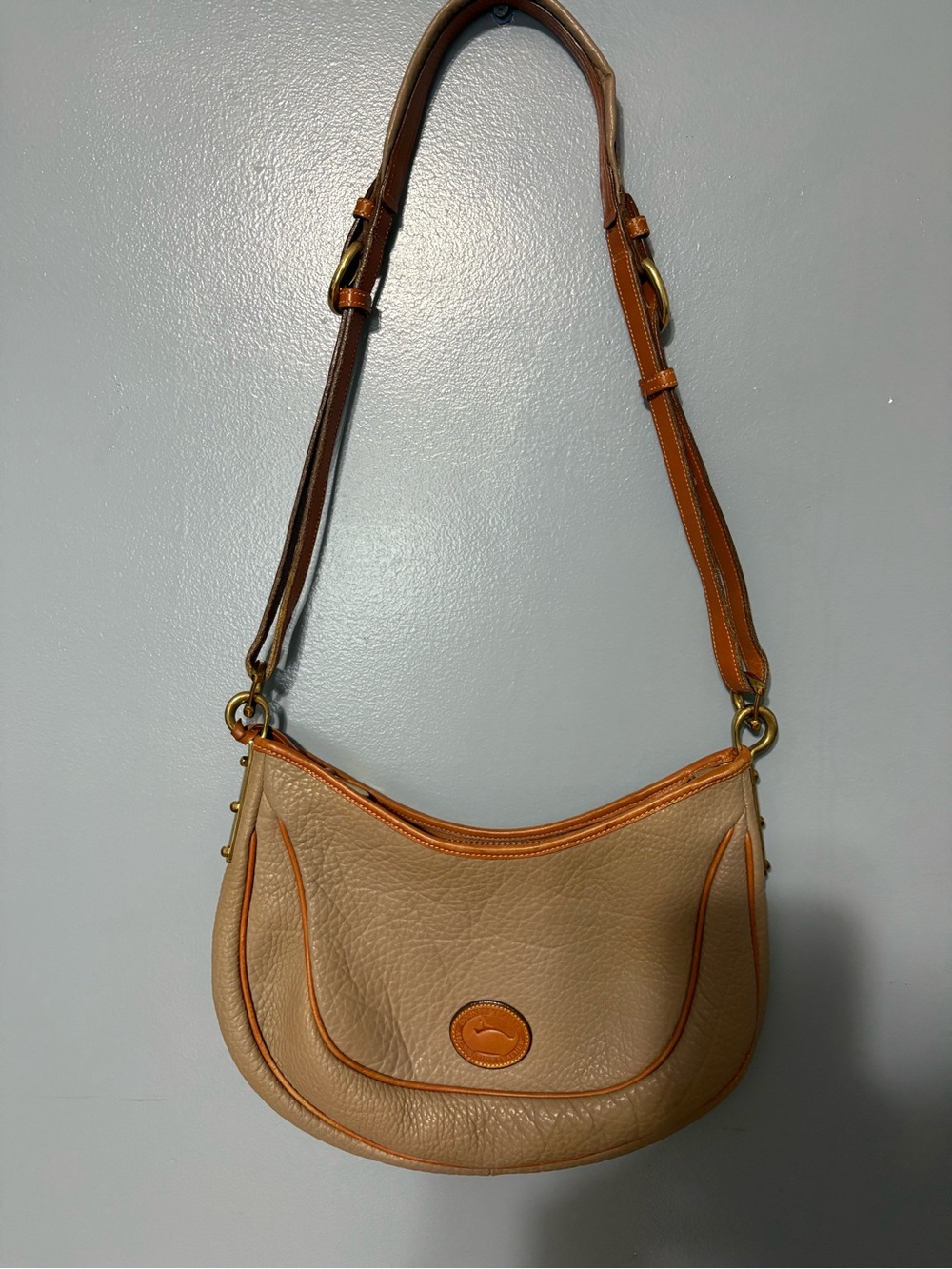 Dooney & Bourke Beige and Tan Leather Shoulder Bag